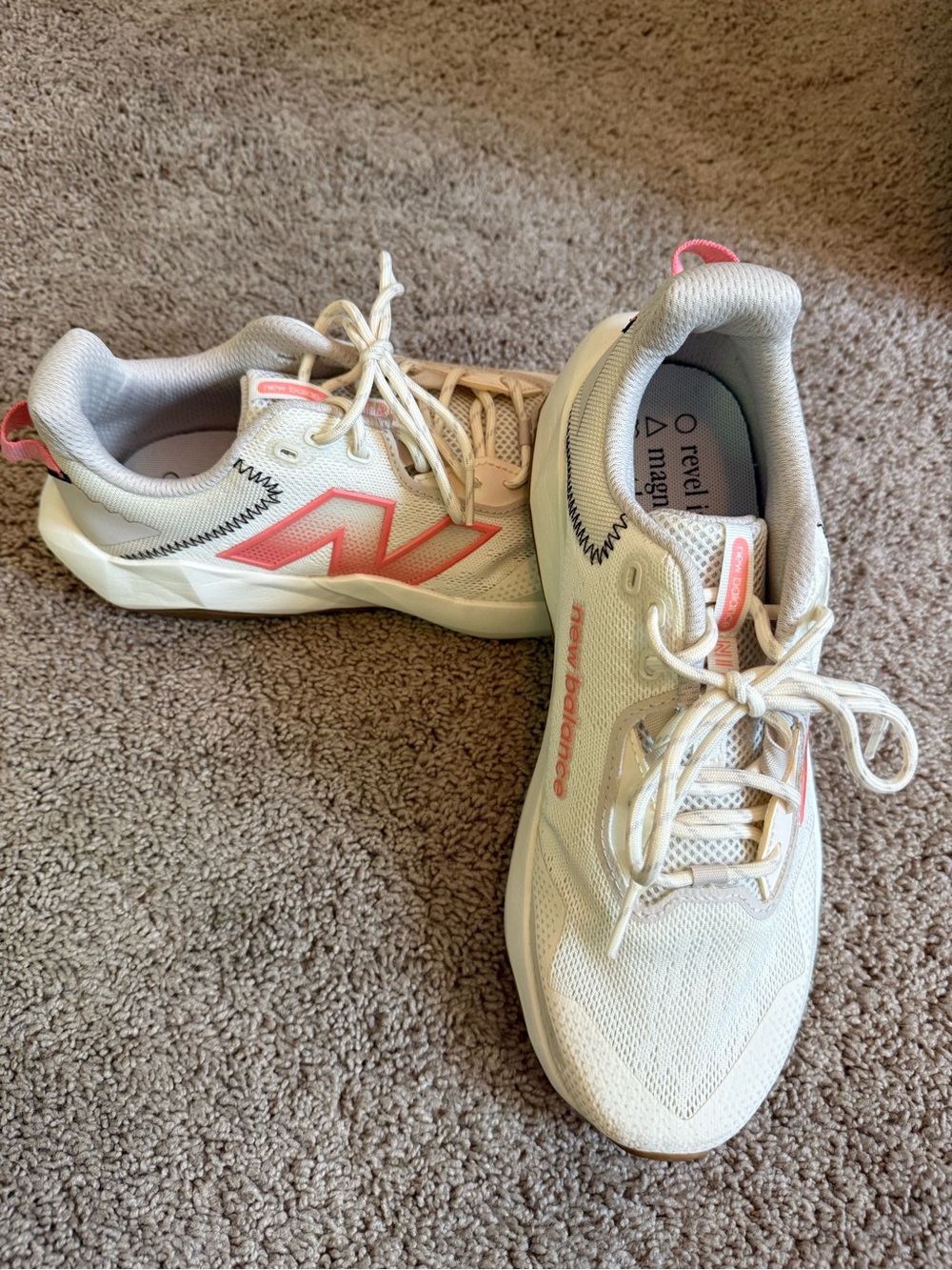 New Balance Women's Cream Athletic Sneakers with Pink Accents